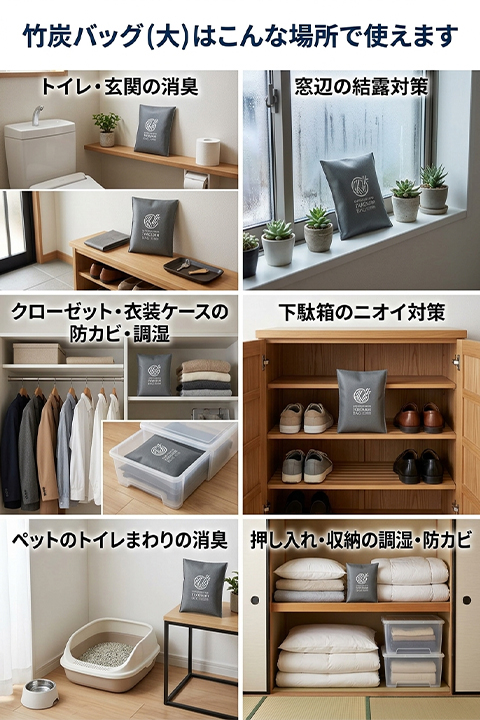 竹炭バッグ（大）はこんな所で使えます.